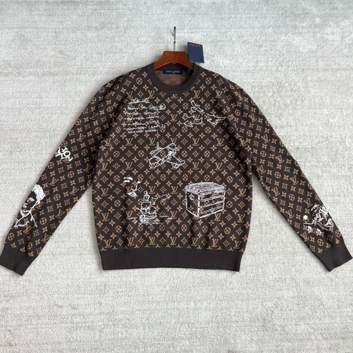Louis Vuitton NIGO Embroidered Pattern Crew Neck Sweater Pullover #nigo96167