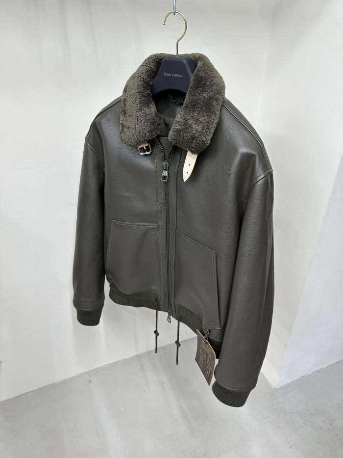Louis Vuitton Genuine Leather Aviator Jacket #nigo866