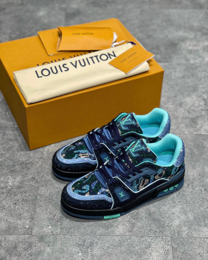 Louis Vuitton Low-Top Trainer With Sparkling Crystals Sneakers Shoes #nigo6523