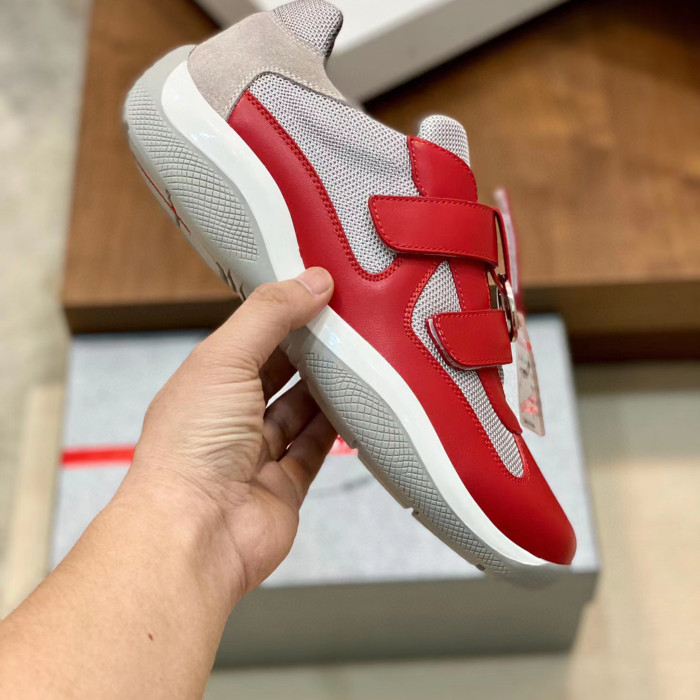 Prada Men's Red Casual Leather Sneakers Shoes #nigo51789