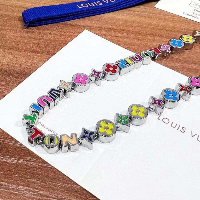 Louis Vuitton Colorful Floral Letter Bracelet Beaded Necklace Set Jewelry #nigo89167