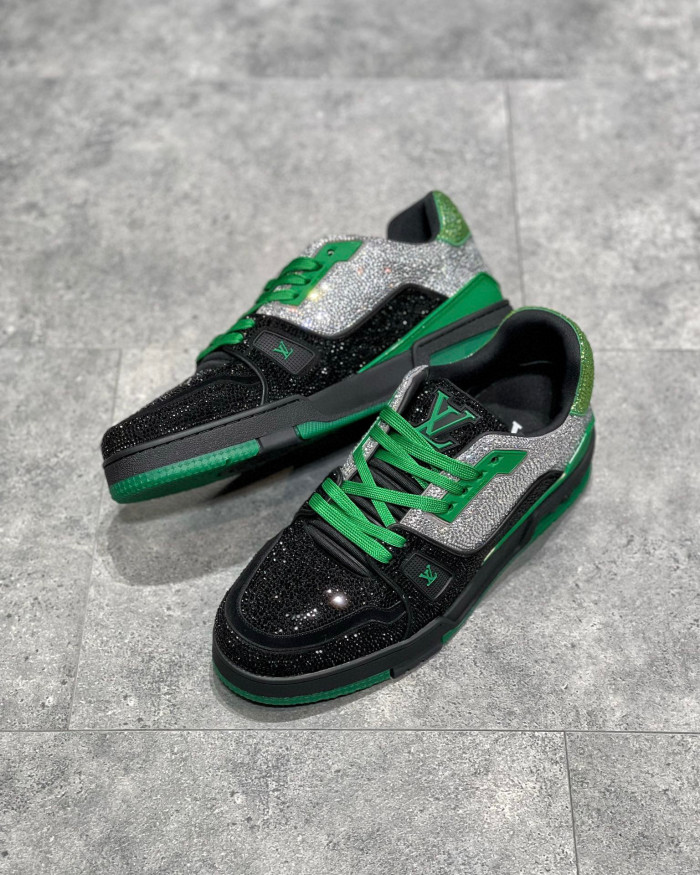 Louis Vuitton Low-Top Trainer With Sparkling Crystals Sneakers Shoes #nigo6523