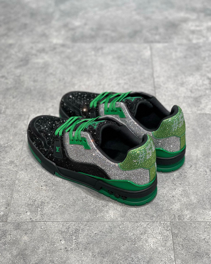 Louis Vuitton Low-Top Trainer With Sparkling Crystals Sneakers Shoes #nigo6523