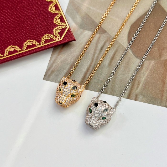 Cartier Full Diamond Leopard Head Necklace CNC Craft v Gold Material Accessories Jewelry #nigo82167