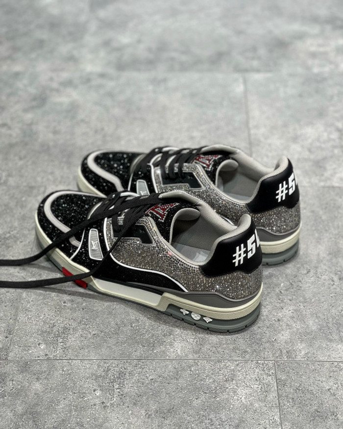 Louis Vuitton Low-Top Trainer With Sparkling Crystals Sneakers Shoes #nigo6523