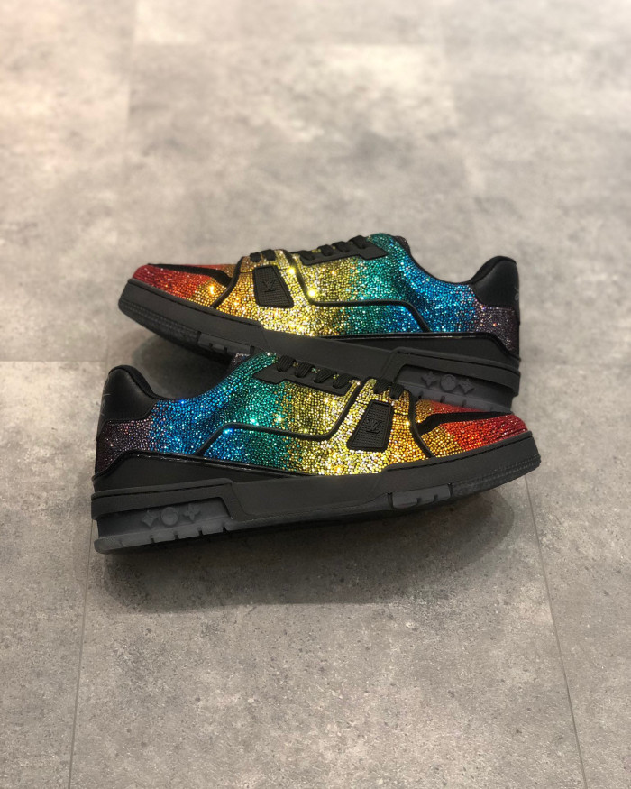 Louis Vuitton Low-Top Trainer With Sparkling Crystals Sneakers Shoes #nigo6523