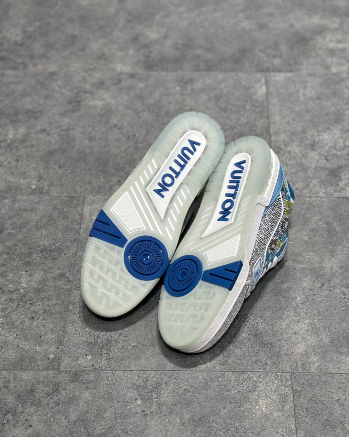 Louis Vuitton Low-Top Trainer With Sparkling Crystals Sneakers Shoes #nigo6523