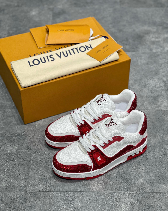 Louis Vuitton Low-Top Trainer With Sparkling Crystals Sneakers Shoes #nigo6523