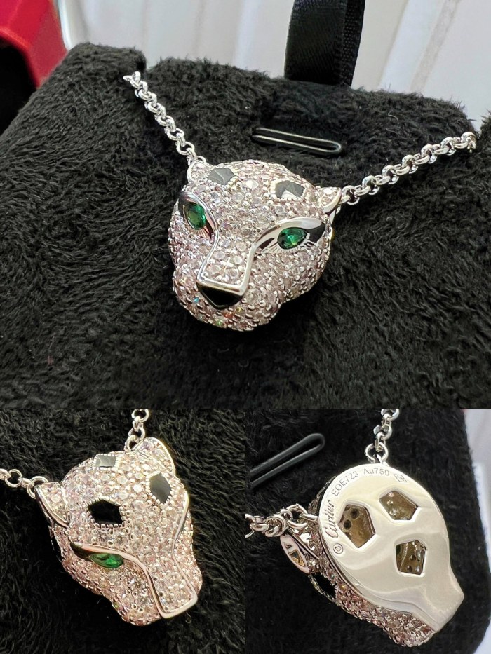 Cartier Full Diamond Leopard Head Necklace CNC Craft v Gold Material Accessories Jewelry #nigo82167