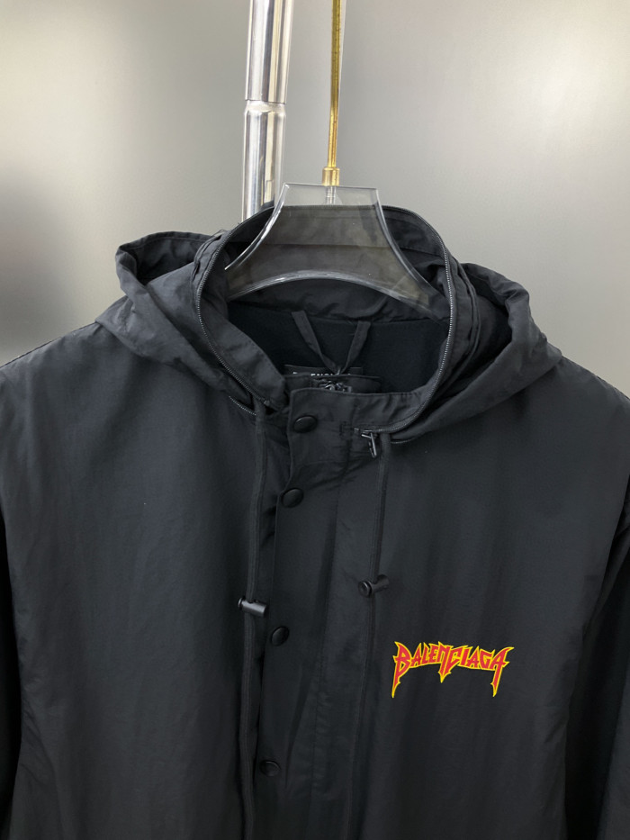 Balenciaga Black Lightweight Nylon Short Windbreaker Jacket #nigo3425