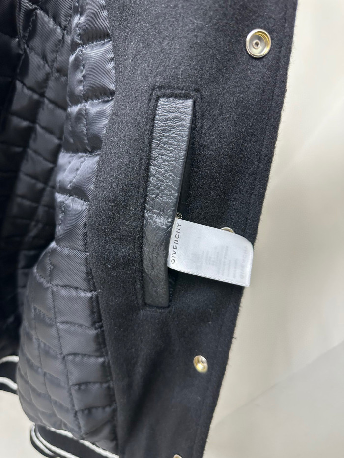 Givenchy Leather Wool Long Sleeve Hooded Zip Split Hat Jacket #nigo1432