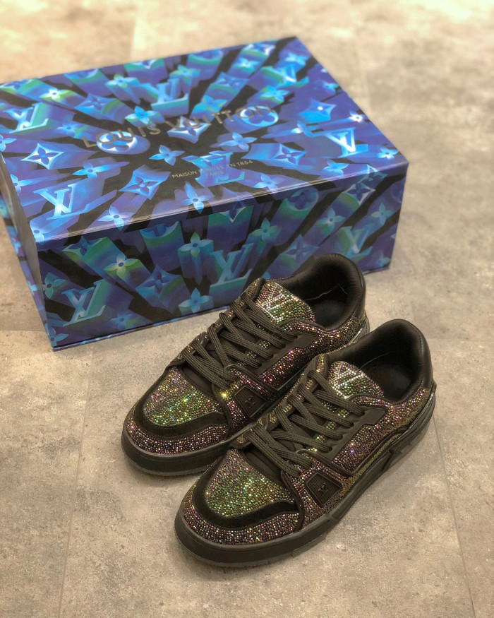 Louis Vuitton Low-Top Trainer With Sparkling Crystals Sneakers Shoes #nigo6523