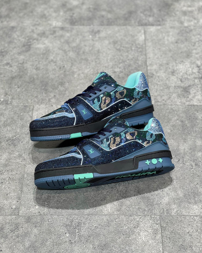 Louis Vuitton Low-Top Trainer With Sparkling Crystals Sneakers Shoes #nigo6523