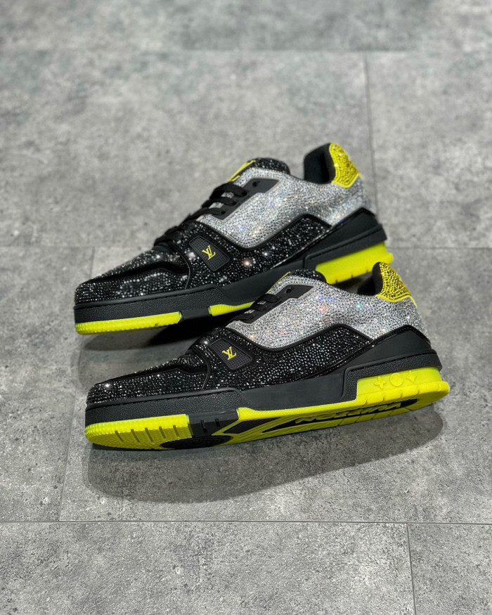 Louis Vuitton Low-Top Trainer With Sparkling Crystals Sneakers Shoes #nigo6523