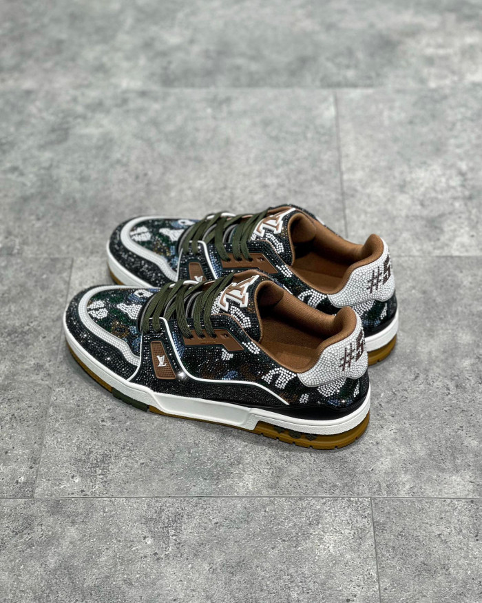 Louis Vuitton Low-Top Trainer With Sparkling Crystals Sneakers Shoes #nigo6523