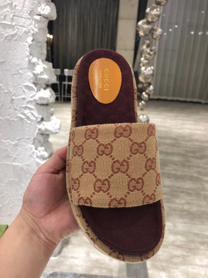 GUCCI Full Logo Denim Platform Slipper Sandals Shoes #nigo54695