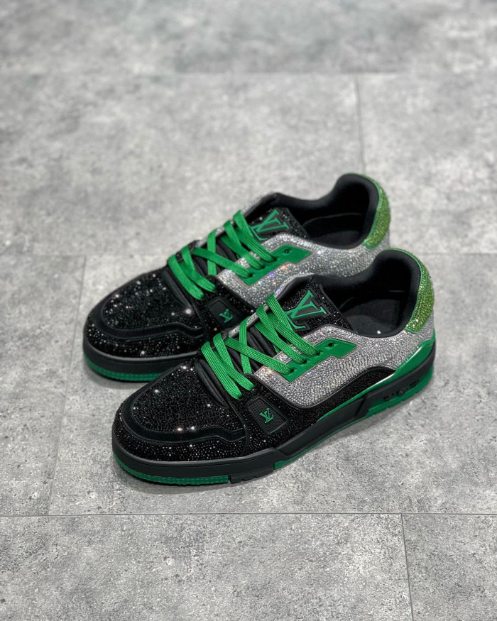 Louis Vuitton Low-Top Trainer With Sparkling Crystals Sneakers Shoes #nigo6523