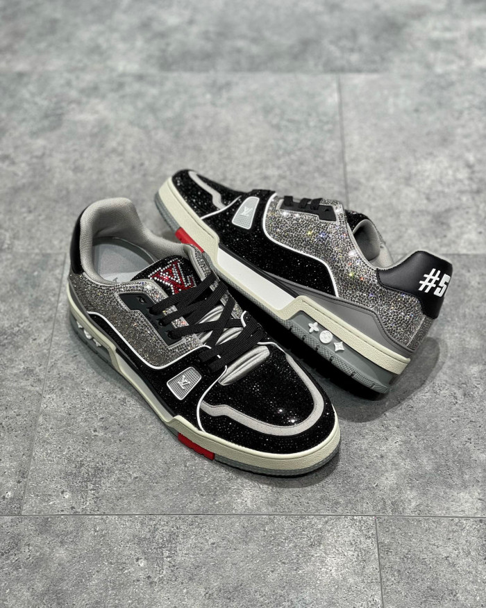 Louis Vuitton Low-Top Trainer With Sparkling Crystals Sneakers Shoes #nigo6523