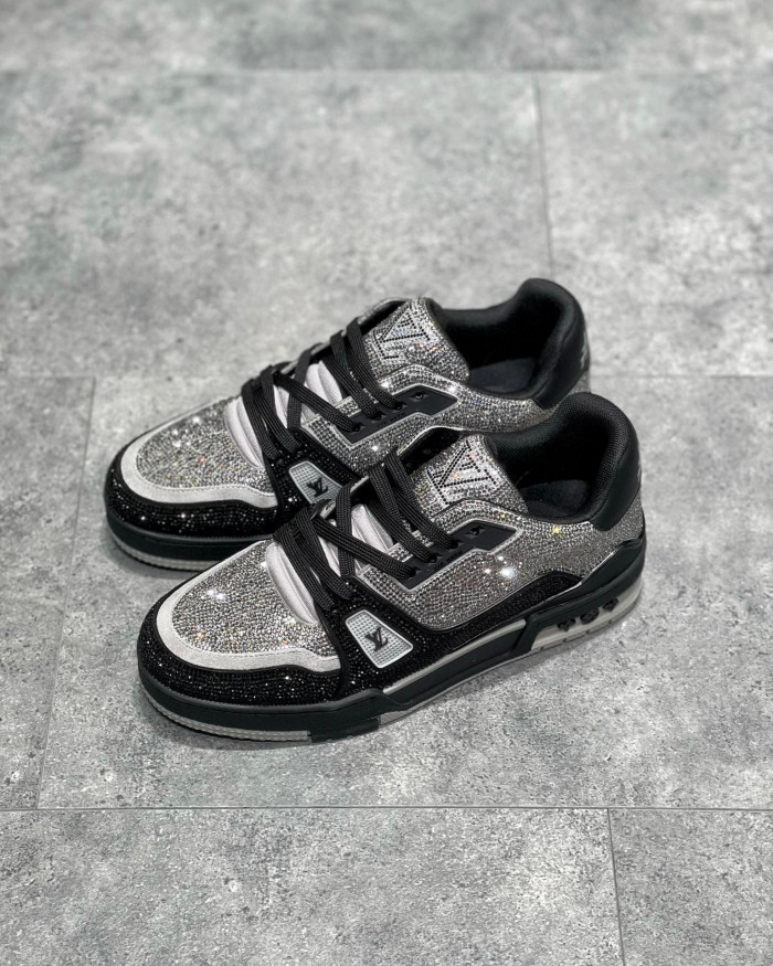 Louis Vuitton Low-Top Trainer With Sparkling Crystals Sneakers Shoes #nigo6523