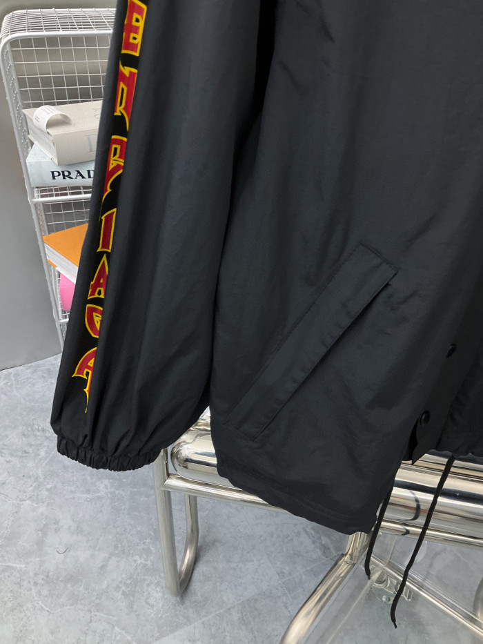 Balenciaga Black Lightweight Nylon Short Windbreaker Jacket #nigo3425
