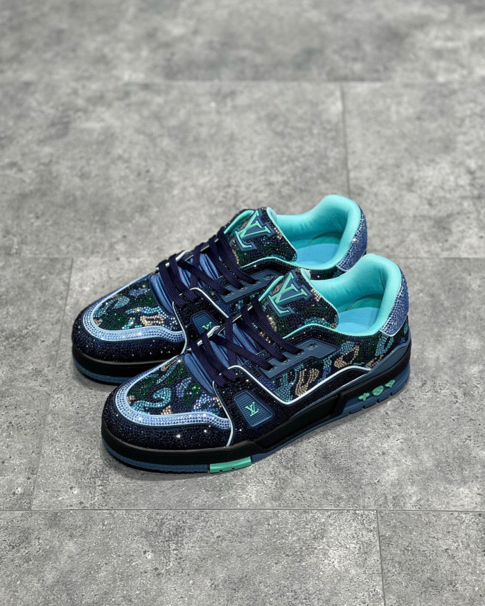 Louis Vuitton Low-Top Trainer With Sparkling Crystals Sneakers Shoes #nigo6523