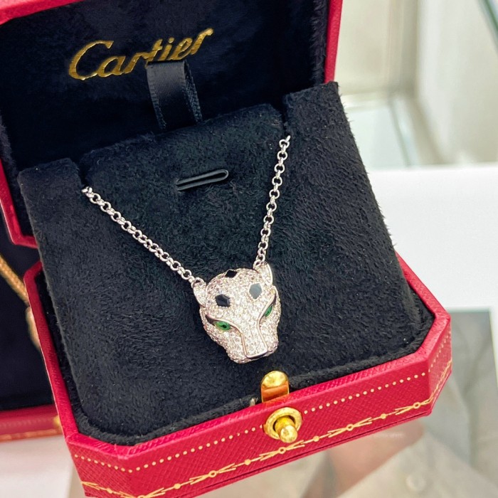 Cartier Full Diamond Leopard Head Necklace CNC Craft v Gold Material Accessories Jewelry #nigo82167