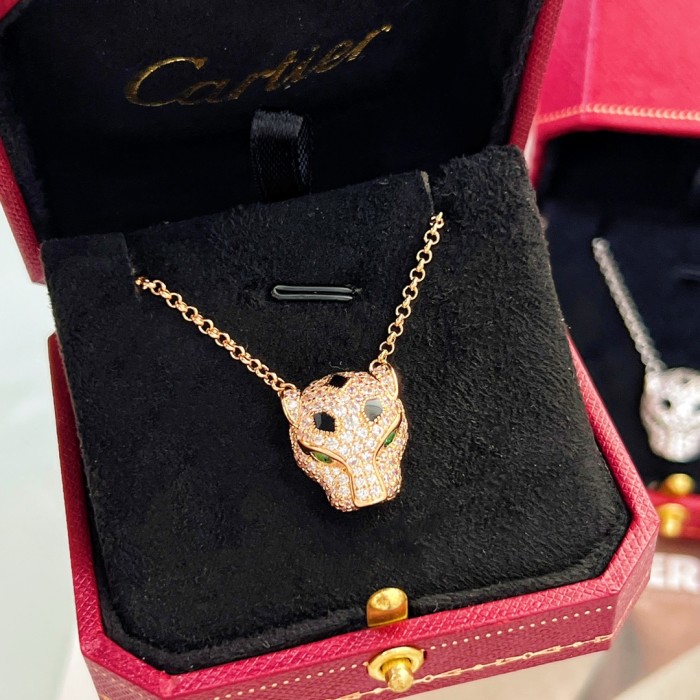 Cartier Full Diamond Leopard Head Necklace CNC Craft v Gold Material Accessories Jewelry #nigo82167