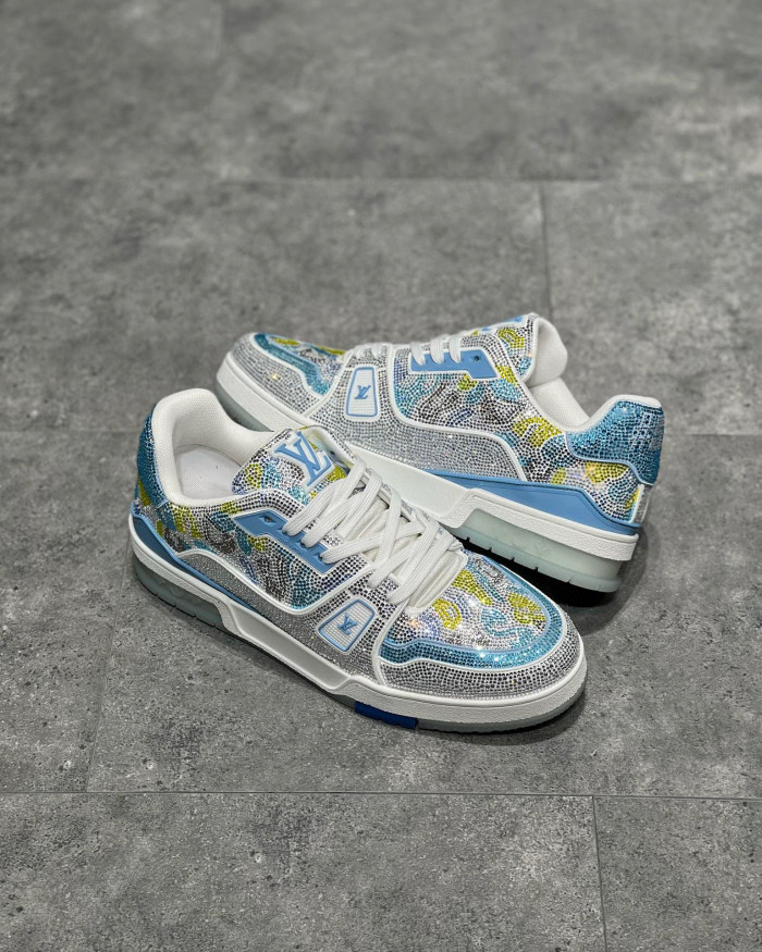 Louis Vuitton Low-Top Trainer With Sparkling Crystals Sneakers Shoes #nigo6523