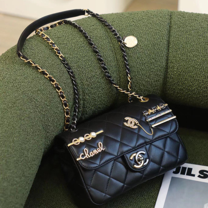Chanel Metal-Embellished Leather One-Shoulder Crossbody Bag #nigo53852