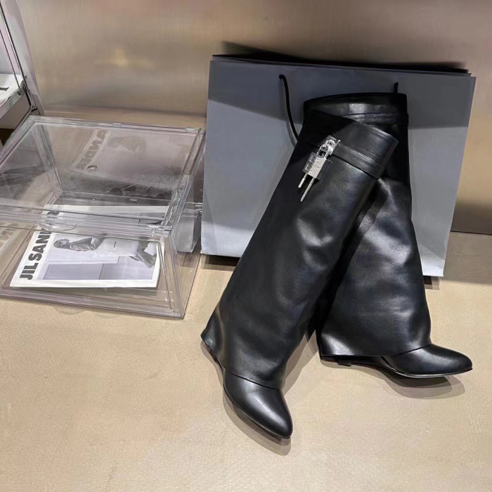 Givenchy Women's Lock Buckle Leather Long Boots Shoes #nigo51926