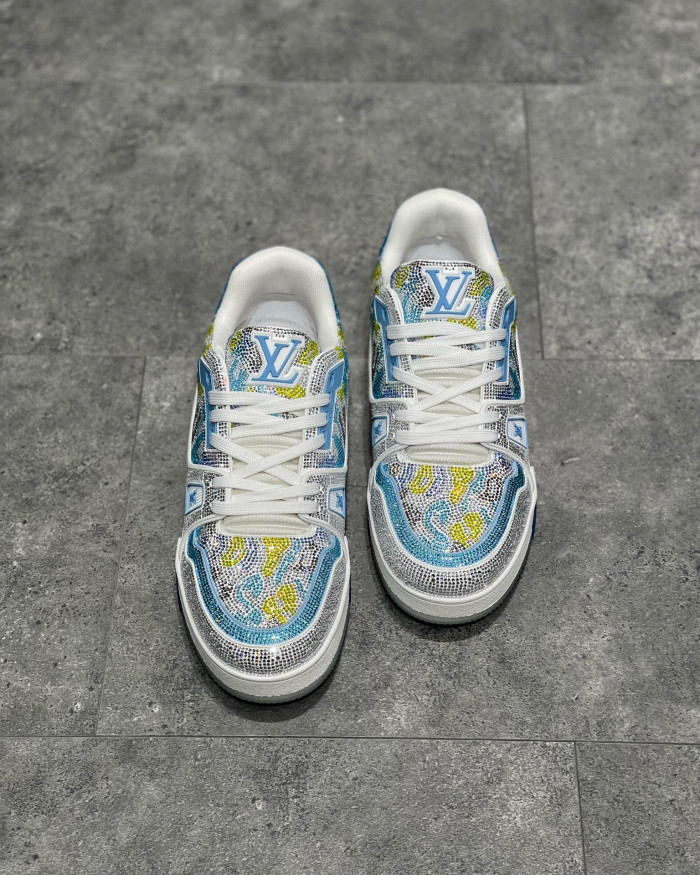 Louis Vuitton Low-Top Trainer With Sparkling Crystals Sneakers Shoes #nigo6523