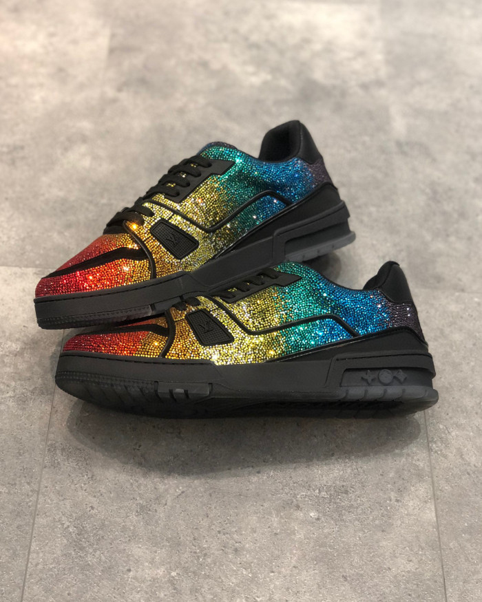 Louis Vuitton Low-Top Trainer With Sparkling Crystals Sneakers Shoes #nigo6523