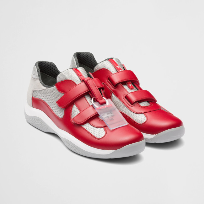 Prada Men's Red Casual Leather Sneakers Shoes #nigo51789