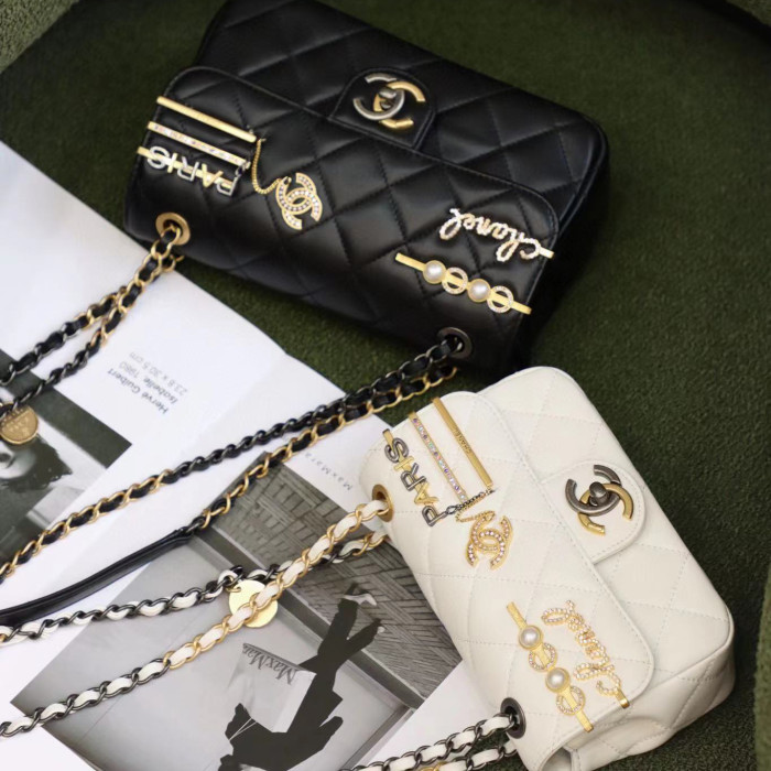 Chanel Metal-Embellished Leather One-Shoulder Crossbody Bag #nigo53852