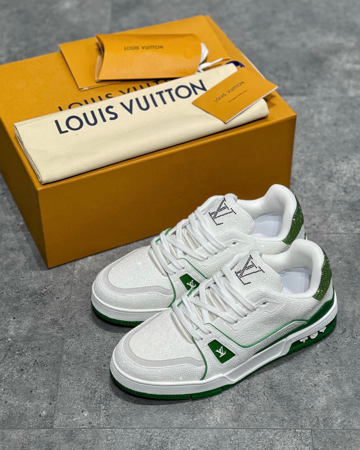 Louis Vuitton Low-Top Trainer With Sparkling Crystals Sneakers Shoes #nigo6523