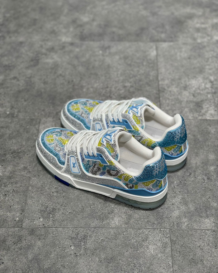 Louis Vuitton Low-Top Trainer With Sparkling Crystals Sneakers Shoes #nigo6523