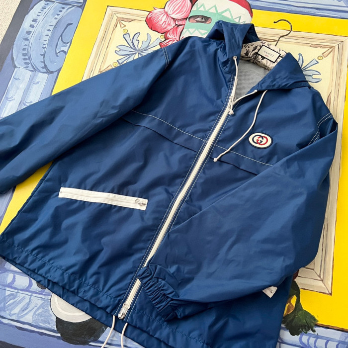 Gucci Blue Hooded Zip Jacket #nigo5771