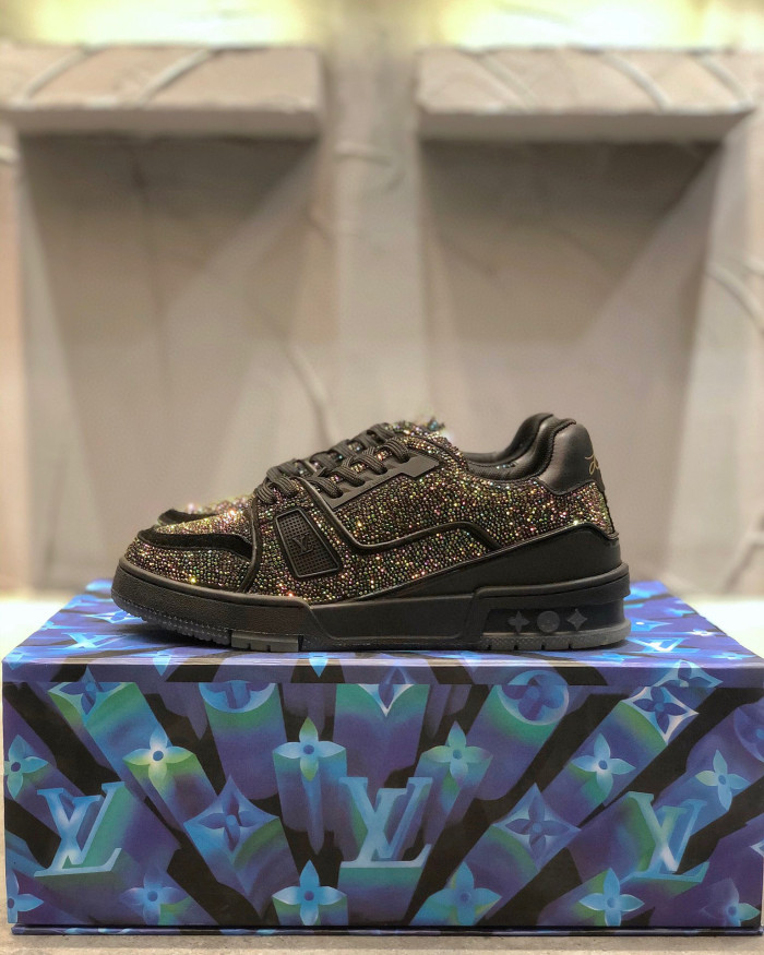 Louis Vuitton Low-Top Trainer With Sparkling Crystals Sneakers Shoes #nigo6523