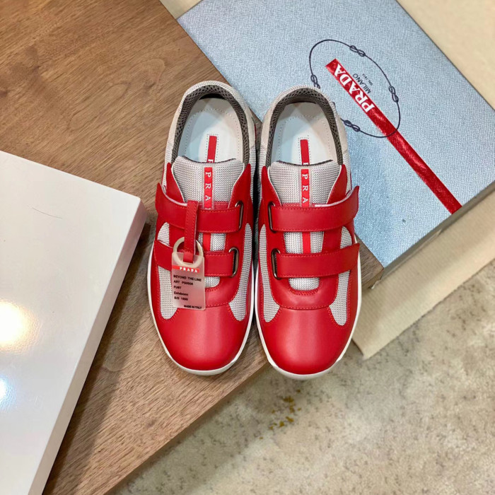 Prada Men's Red Casual Leather Sneakers Shoes #nigo51789