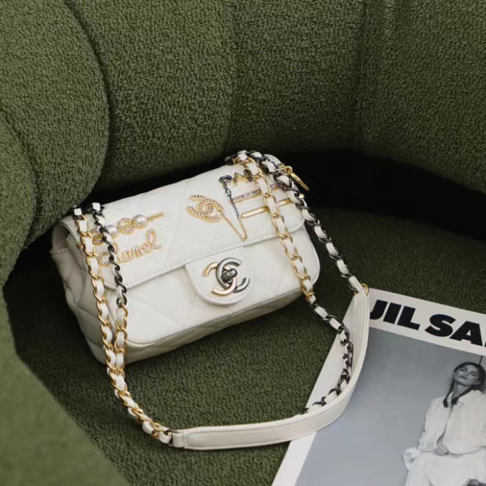 Chanel Metal-Embellished Leather One-Shoulder Crossbody Bag #nigo53852