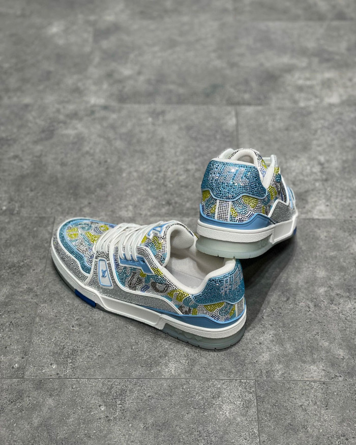 Louis Vuitton Low-Top Trainer With Sparkling Crystals Sneakers Shoes #nigo6523