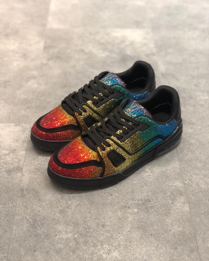 Louis Vuitton Low-Top Trainer With Sparkling Crystals Sneakers Shoes #nigo6523