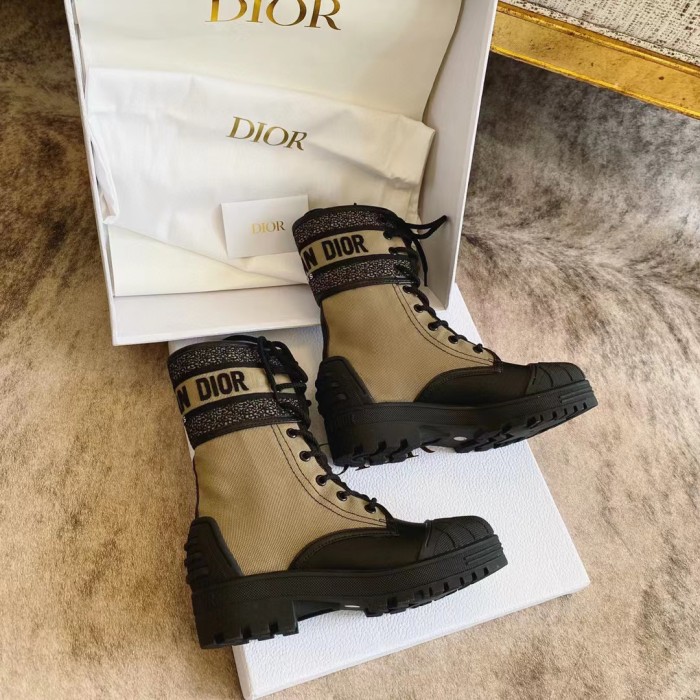 Dior Women's Shell Head Mid Barrel Lace Up Boots Shoes #nigo52111
