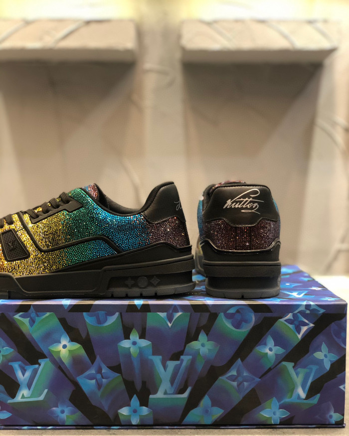 Louis Vuitton Low-Top Trainer With Sparkling Crystals Sneakers Shoes #nigo6523