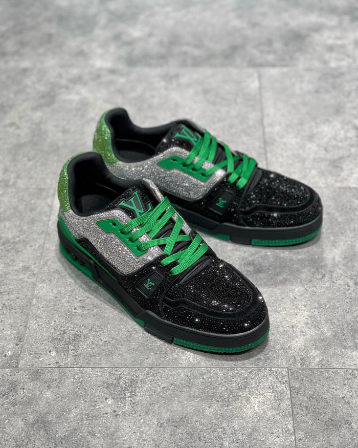 Louis Vuitton Low-Top Trainer With Sparkling Crystals Sneakers Shoes #nigo6523