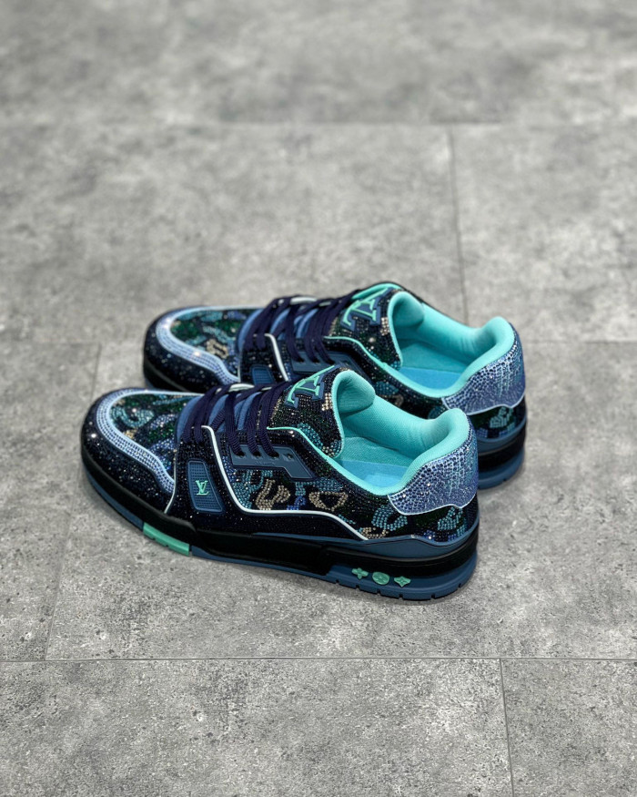 Louis Vuitton Low-Top Trainer With Sparkling Crystals Sneakers Shoes #nigo6523