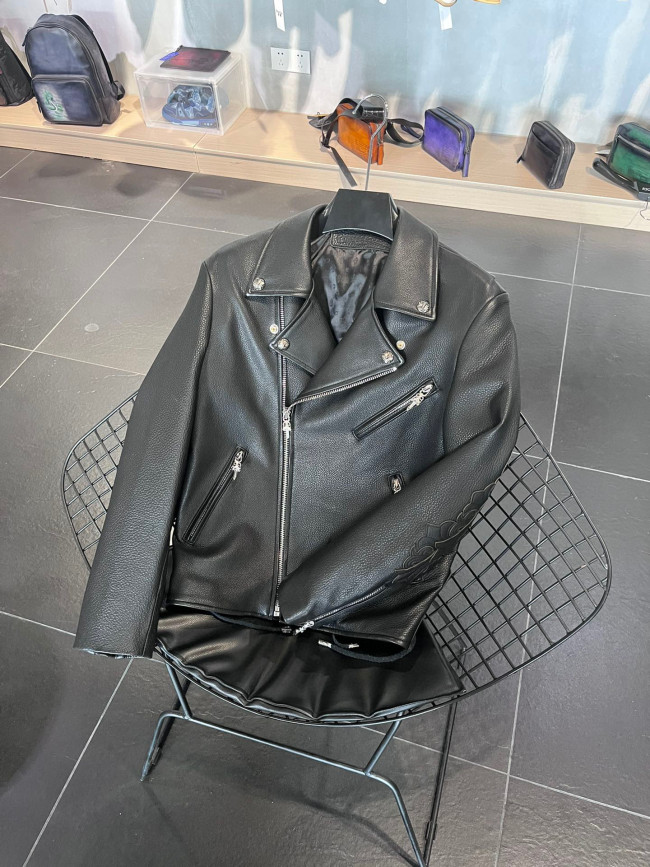 Chrome Hearts Men's And Women's Lychee Leather Jacket #nigo7558