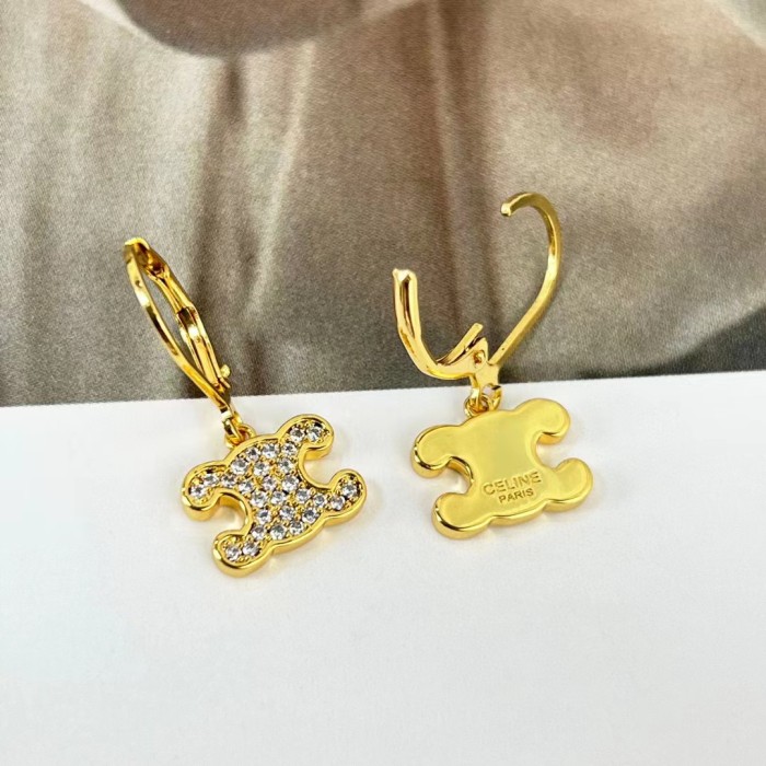 Celine Full Diamond Triumphal Arch Earrings Necklace Sset Bbrass Accessories Jewelry #nigo82376