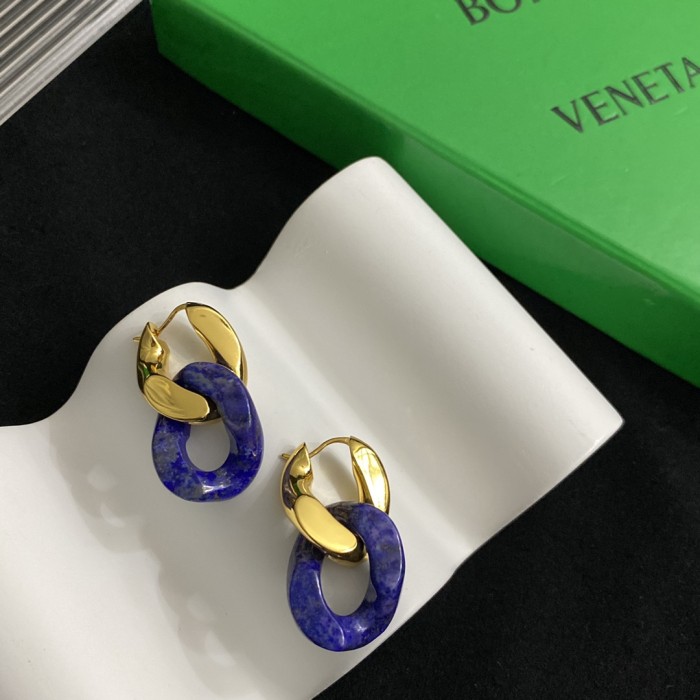 Bottega Veneta Lapis Lazuli Earrings Copper Gold-plated Accessories Jewelry #nigo82398