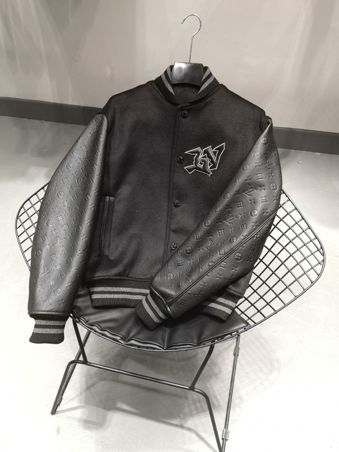 Louis Vuitton Monogram Embossed Leather And Wool Blouson Jacket #nigo6373